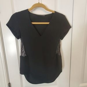 Zara Black Top with Lace on sides, Size XS